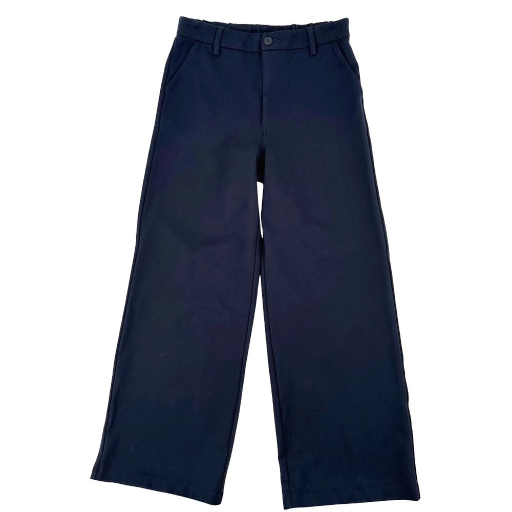 Kut From The Kloth Womens Wide Leg Elastic Waist Navy Stretch Knit Pants Size 10